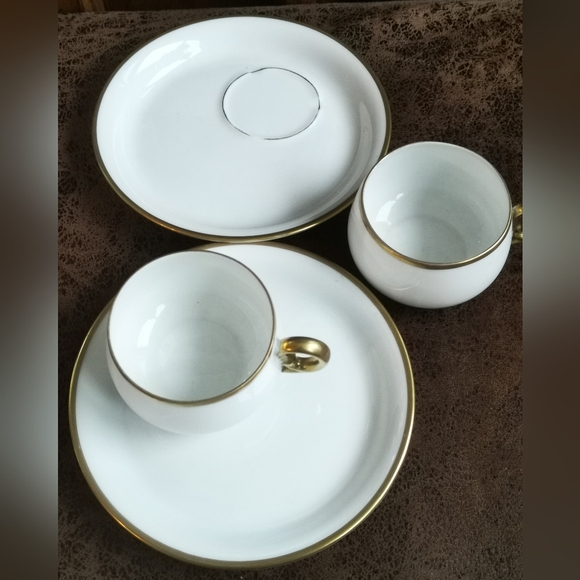 Antique Delicate White Bone China Coffee Cup & Saucer w/Gold Trim by MZ Austria - Picture 7 of 9